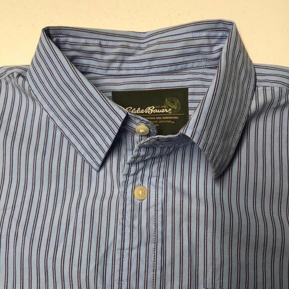 EDDIE BAUER Men’s Blue Striped L/S Dress Shirt - Picture 1 of 3